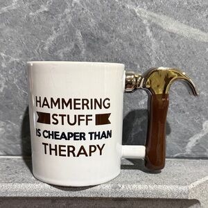 “Hammering Stuff” Coffee Mug with Hammer Handle